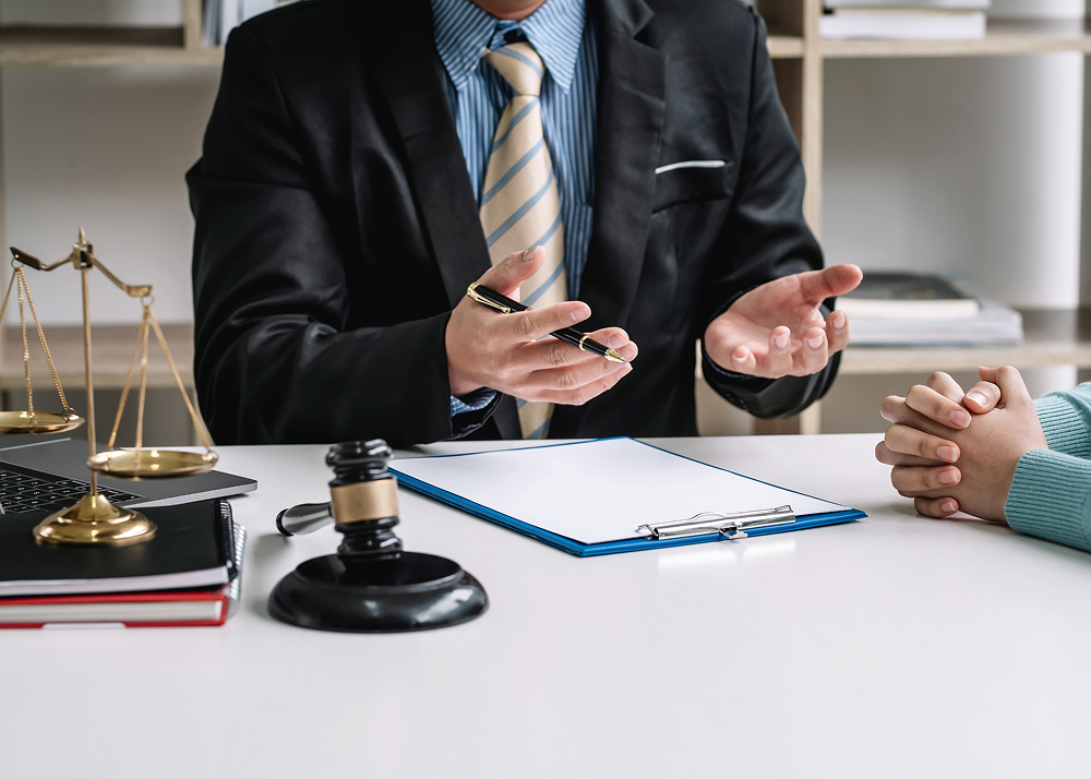 Professional attorney meeting with client